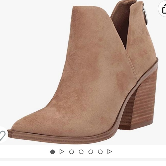 Shoes - New Ankle Boots Slip on Cutout Pointed Toe Chunky Stacked Mid Heel Booties 5.5